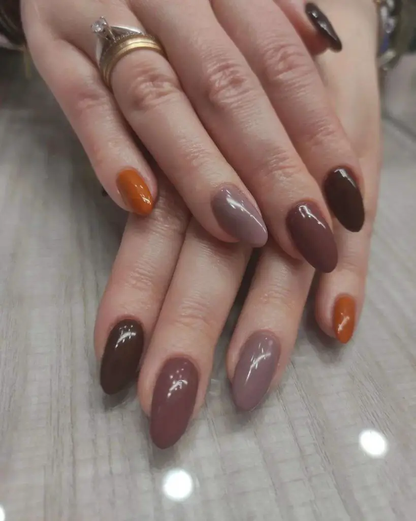 Light Brown Ombre Almond Nails