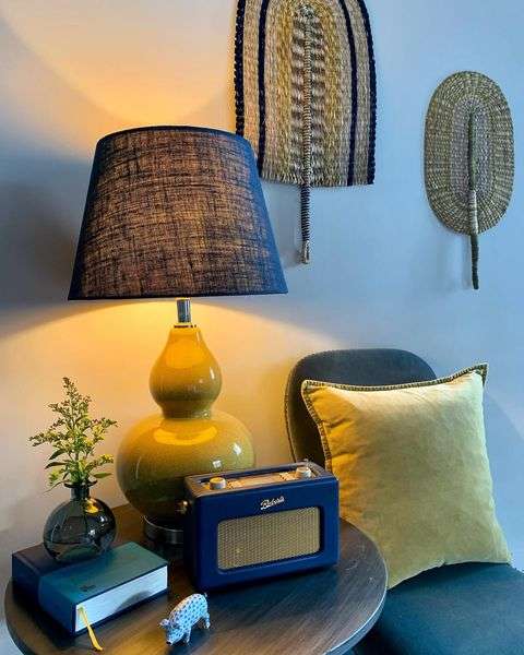 Blue Grey And Yellow Living Room