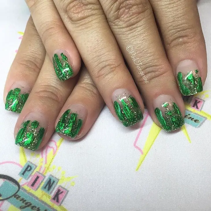Green Holographic St Patrick'S Day Nails