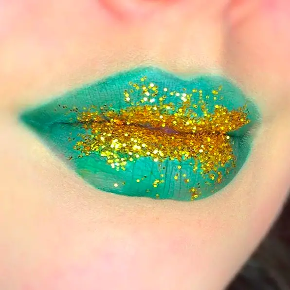 Green &Amp; Gold Lips St Patrick'S Day Makeup