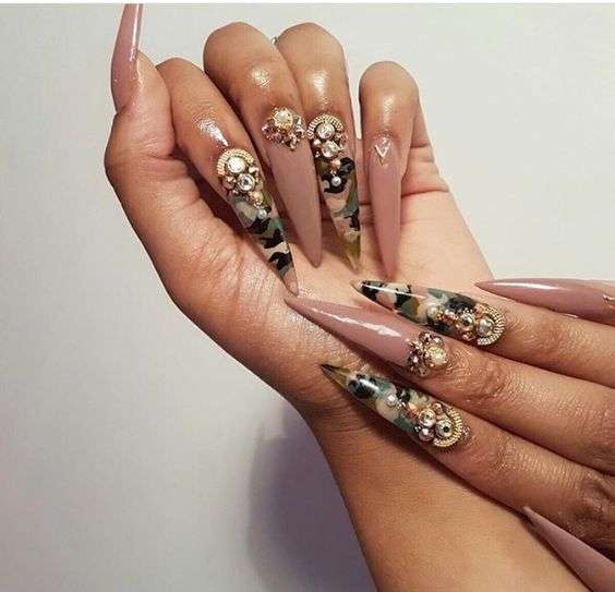 nude camouflage nail designs
