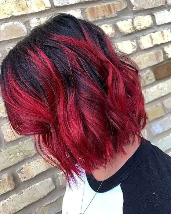 Red Highlights Over Dark Red Hair