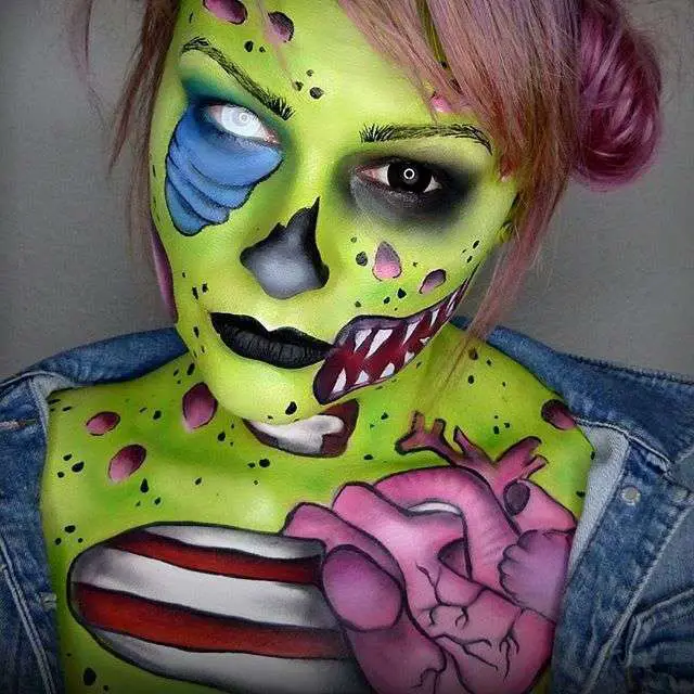 Pop Art Halloween Makeup Green Zombie