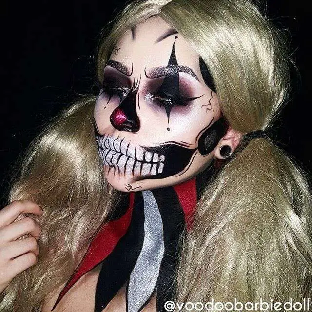 Glitter Skull Clown Halloween Makeup Ghetto Clown Costume