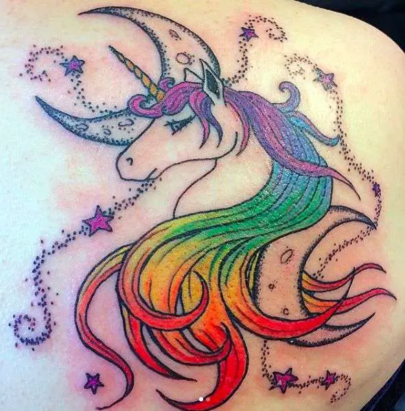Unicorn Tattoo Ideas With Moon