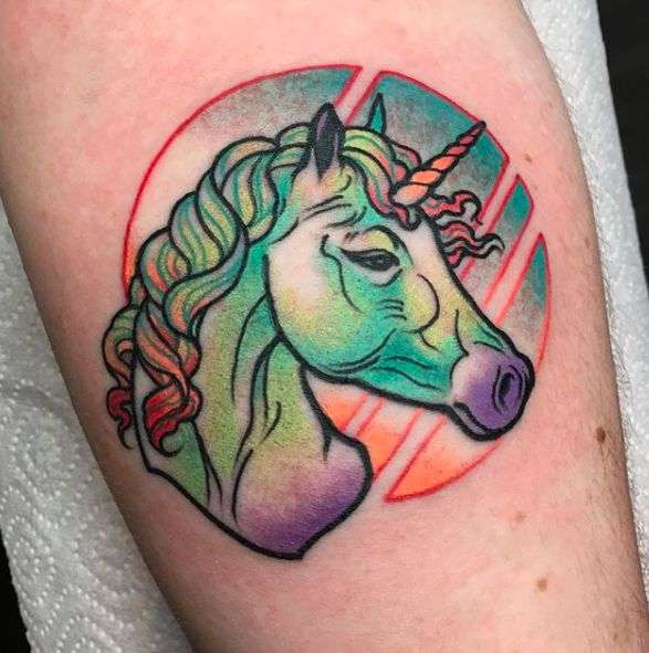 Unicorn Tattoo Ideas With Green