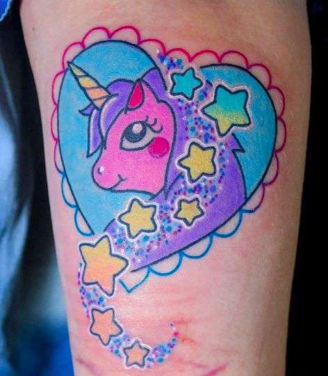 Unicorn Tattoo Idea With Stars