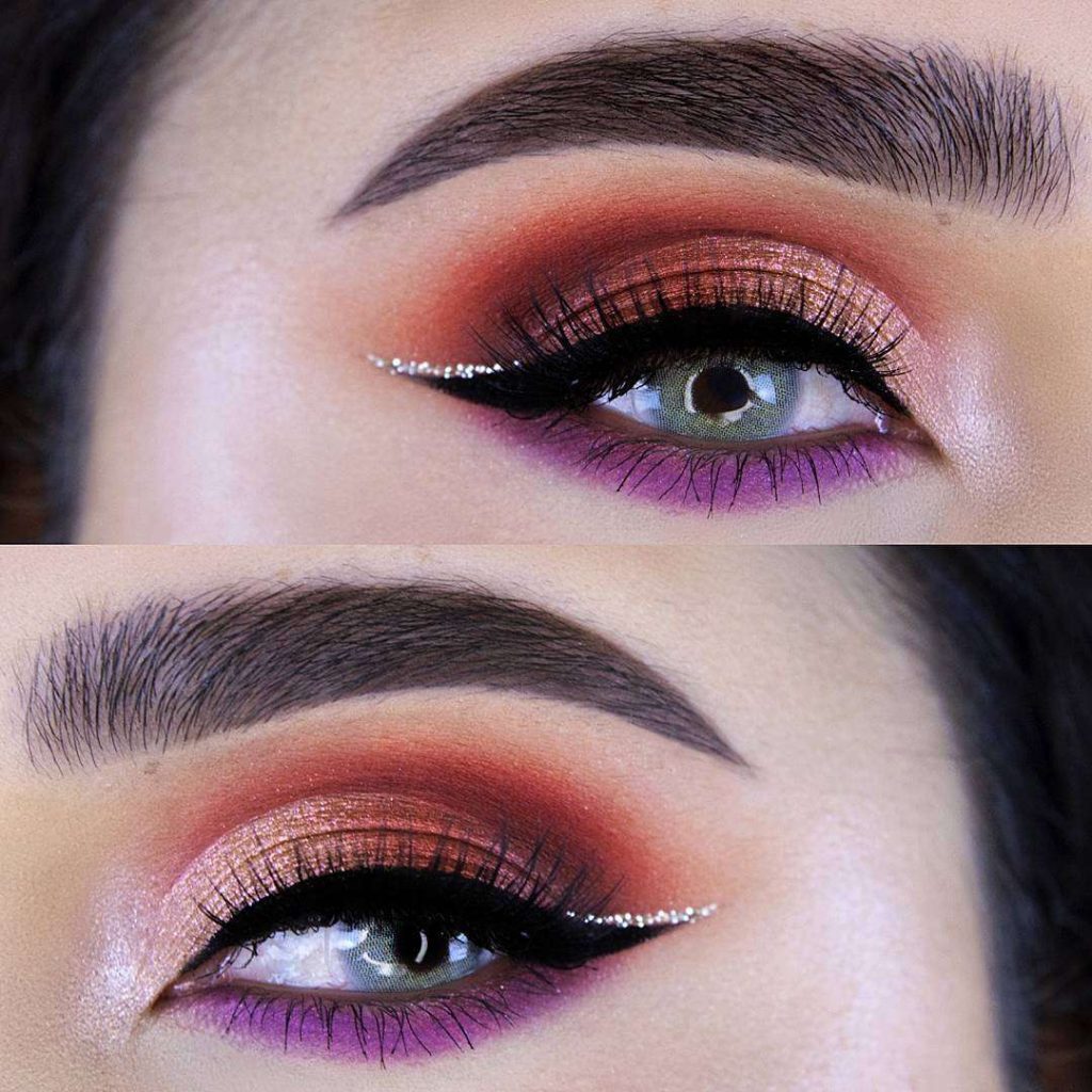 Shimmery Pink Eyes Red Makeup Looks