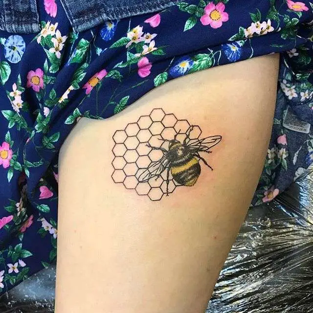 Simple Bee Tattoo Honeycomb Tattoo