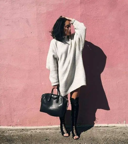 Oversized &Amp; Thigh-Highs Cute Winter Outfit Ideas