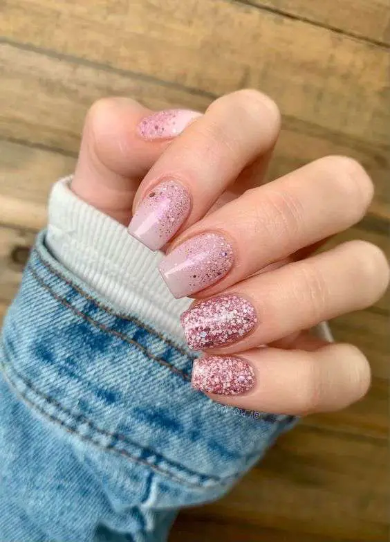 Pretty In Pink Sparkly Nails