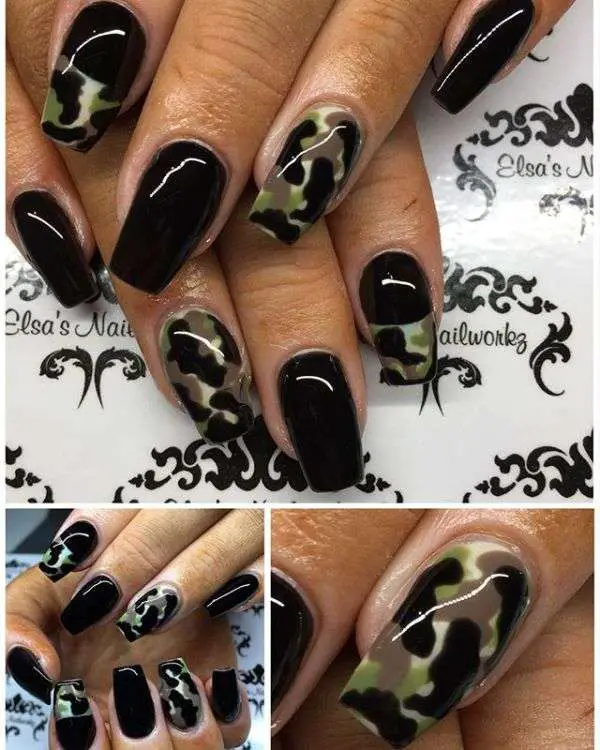 black camouflage nail designs