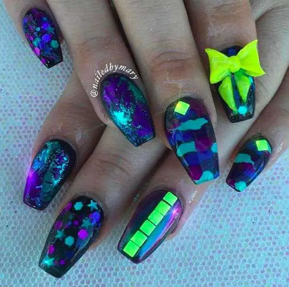 neon camouflage nail designs