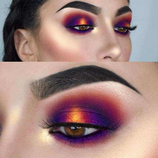 Sunset purple eyeshadow looks