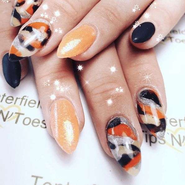 orange camouflage nail designs