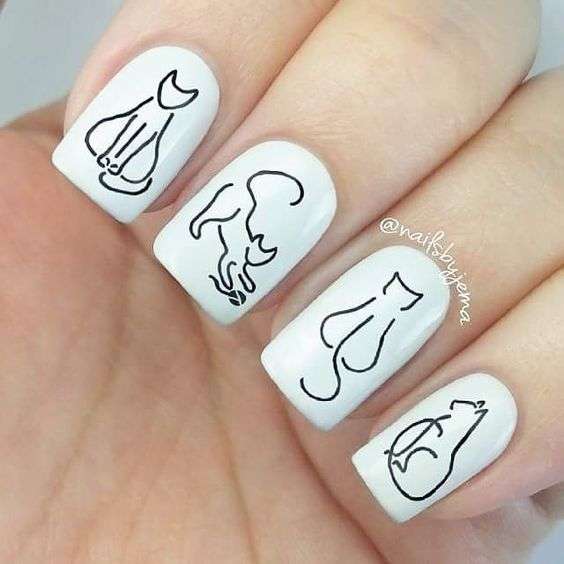 Simple cat nail art