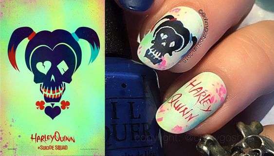 Suicide Squad Harley Quinn Nail Designs