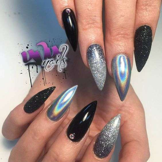 Holographic Silver Nail Designs