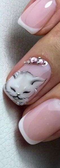 sparkle cat nail art