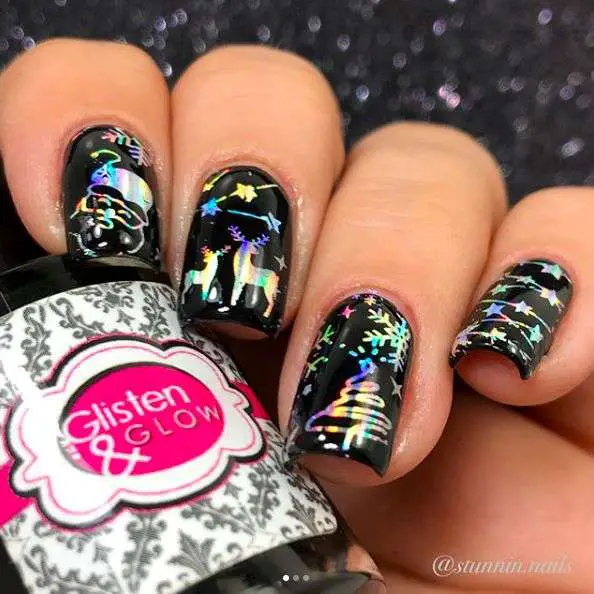 nail art inspo christmas nail art designs holographic black