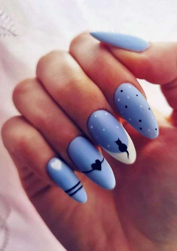 True Blue Cat Nail Designs