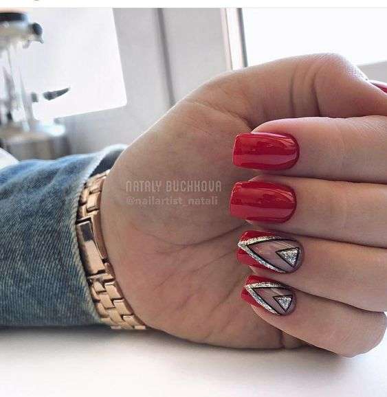Diamond Red And Black Suicide Squad Nails