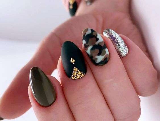 Military Jewels Camo Nails