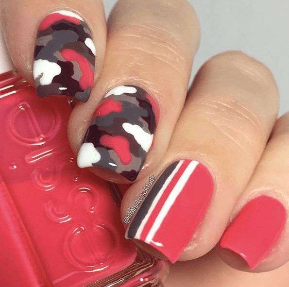 red and black camouflage nail designs