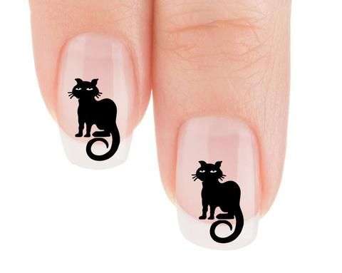 french tip cat nail art