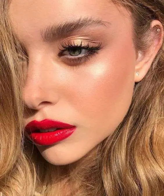 Red And Gold Valentines Day Makeup Ideas