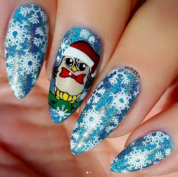 Nail Art Inspo Christmas Themed Nails Snowflakes Blue