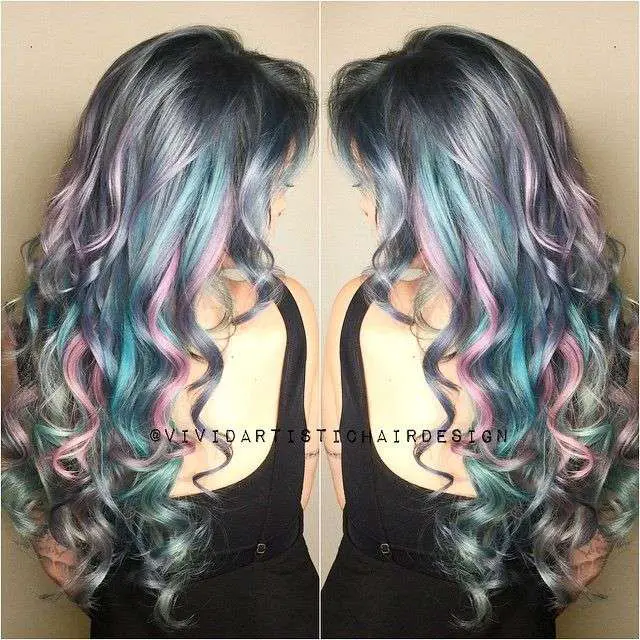 Silver Pink And Purple Hair Highlights