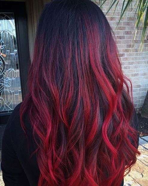Bright Red over Deep red hair color