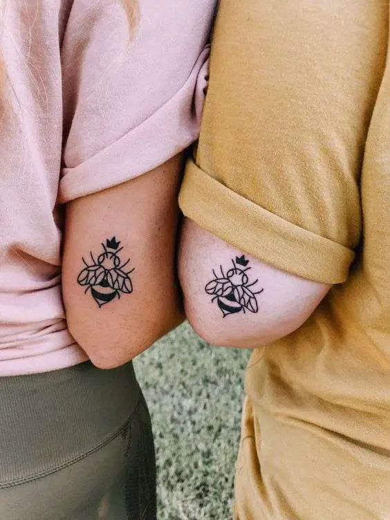 matching bee tattoo