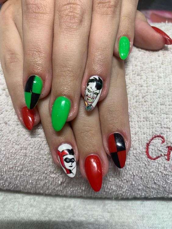 Joker and Harley Quinn Nails 