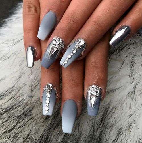 Silver Nail Designs With Rhinestones