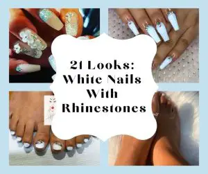 21 Looks: White Nails With Rhinestones
