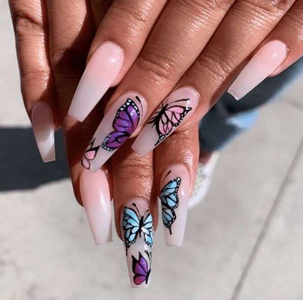 Gorgeous Butterfly Acrylic Nails