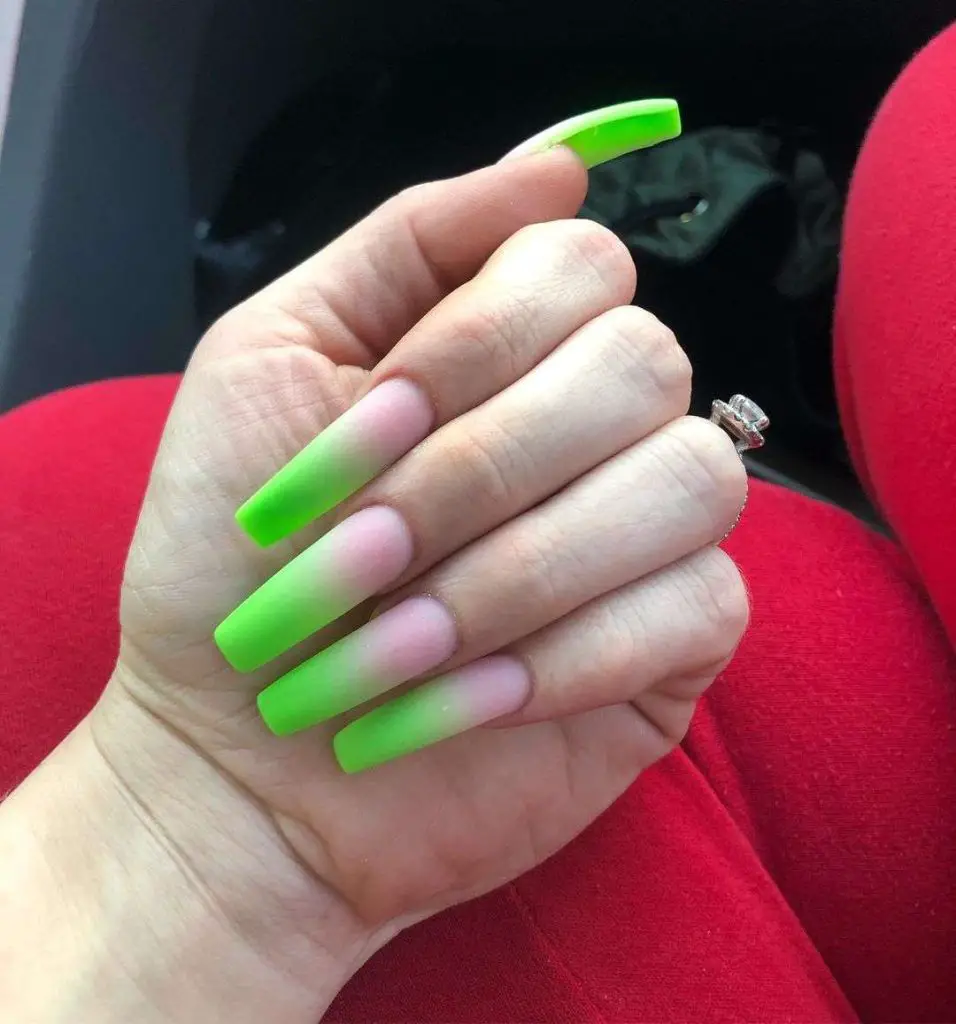 Bold Lime Green Ombre Nails
