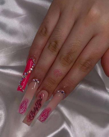 21 Baddie Simple Coffin Nails With Rhinestones [With Video]