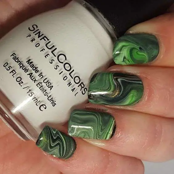 Marble St Patrick'S Day Nails