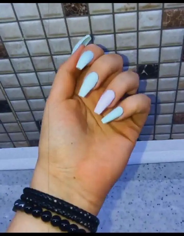 Cool Matte Baby Blue Coffin Nails