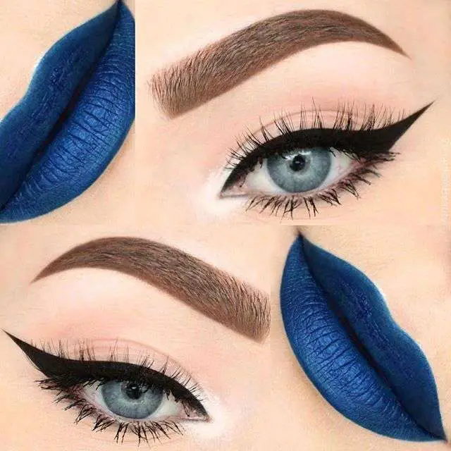 Blue Makeup Looks With Bold Lips And Simple Eyes