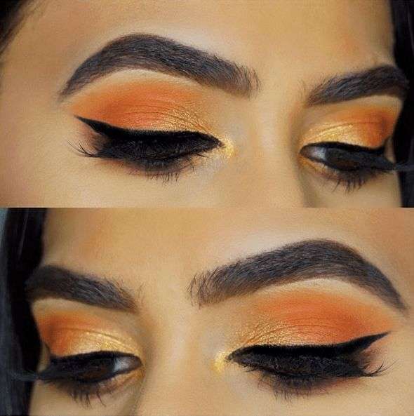 Simple Black-Lined Sunset Eye Makeup
