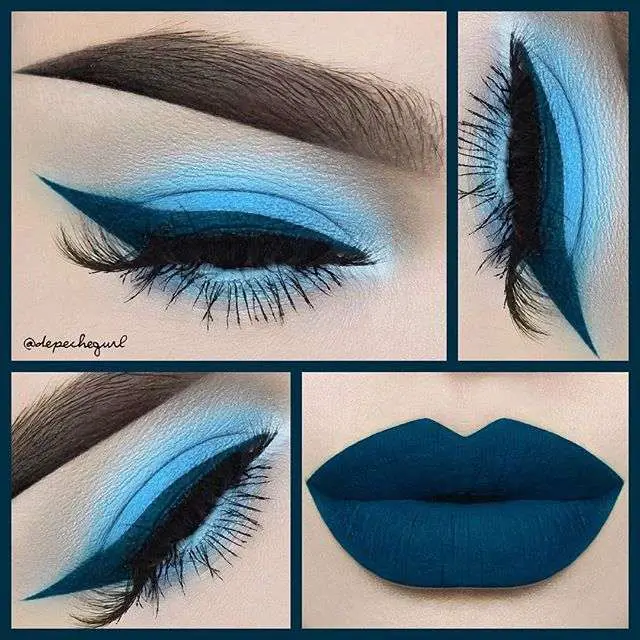 Eyes + Lips Blue Makeup Looks
