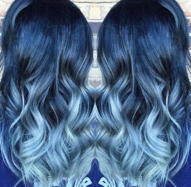 Brunette Dark Denim Blue Hair