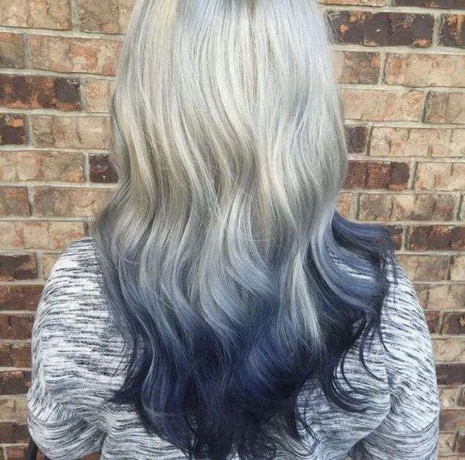 Dark And Faded Denim Hair Color