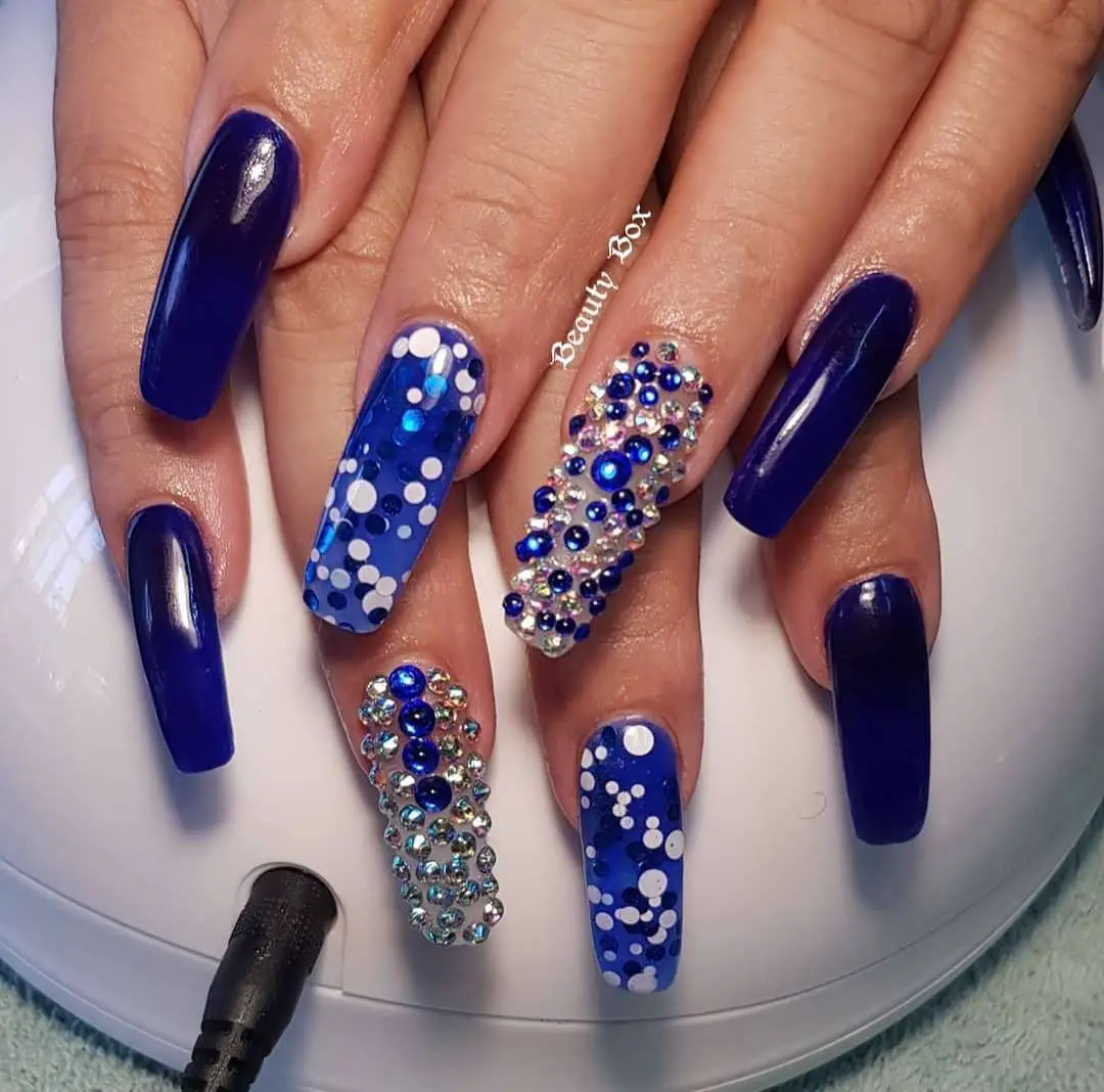 21 Royal Blue Coffin Nails With Diamonds [Trends 2024]