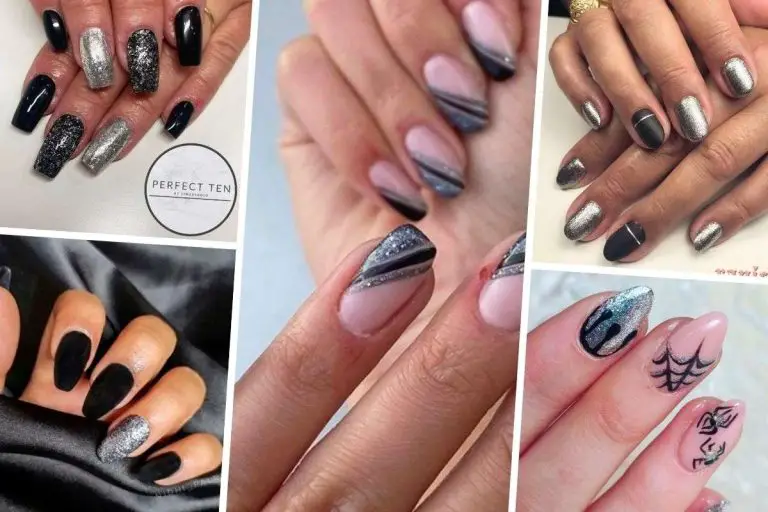 21 black and silver nails