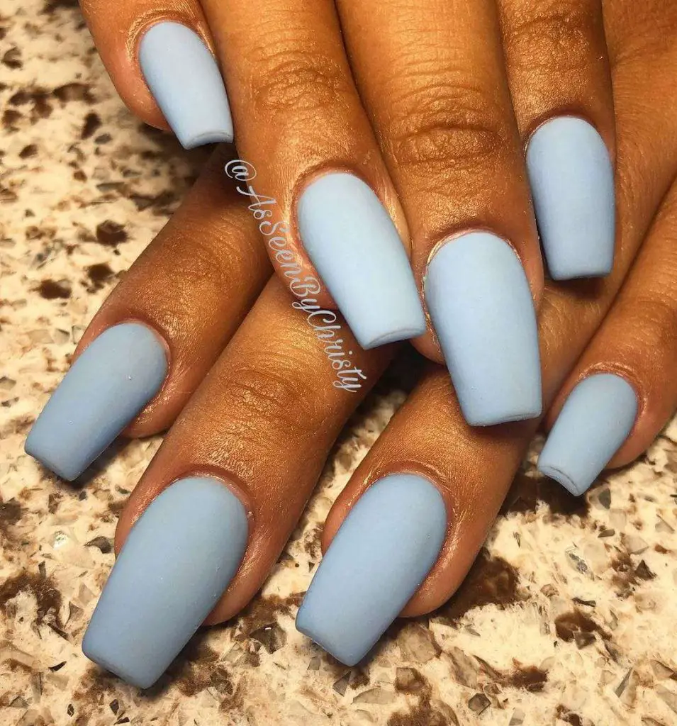 Cool Matte Blue Baby Nails